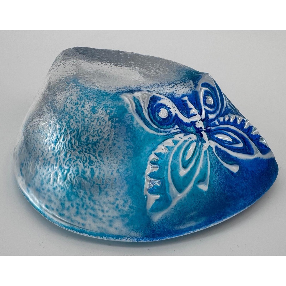 Mats Jonasson Maleras Crystal Butterfly Votive Blue Swirl Art Glass Sweden - Picture 10 of 15